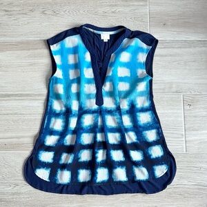 Anthropologie Blue and White Short Sleeve Top